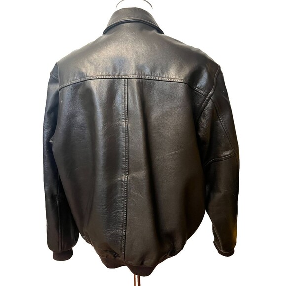 Vtg LL BEAN Goatskin Leather A2 Bomber Jacket Men's L Tall Brown Flight Coat USA - Picture 3 of 14